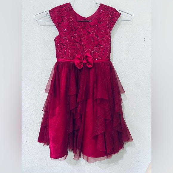 Jona Michelle Girls Formal Tulle Sparkly Dress Sequins Satin Bow Size 6 - Picture 14 of 14